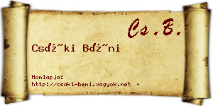 Csáki Béni névjegykártya